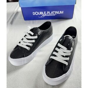 Double Platinum Shoes Womens Size 5.5 Sequin Lace Up‎ Performance Dance New